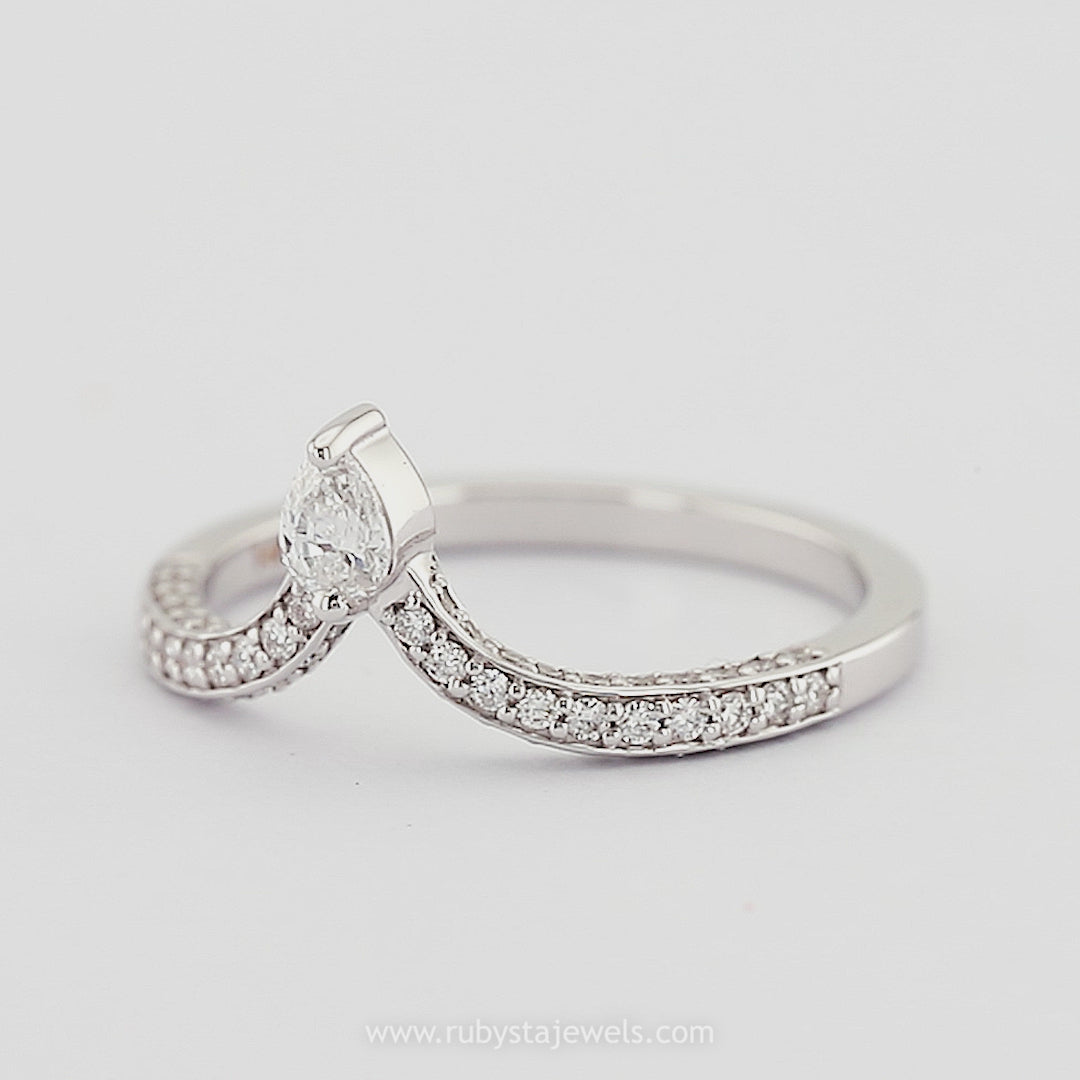 Pear Diamond Band affordable diamond Stacking band White diamond ring Stackable ring Anniversary ring