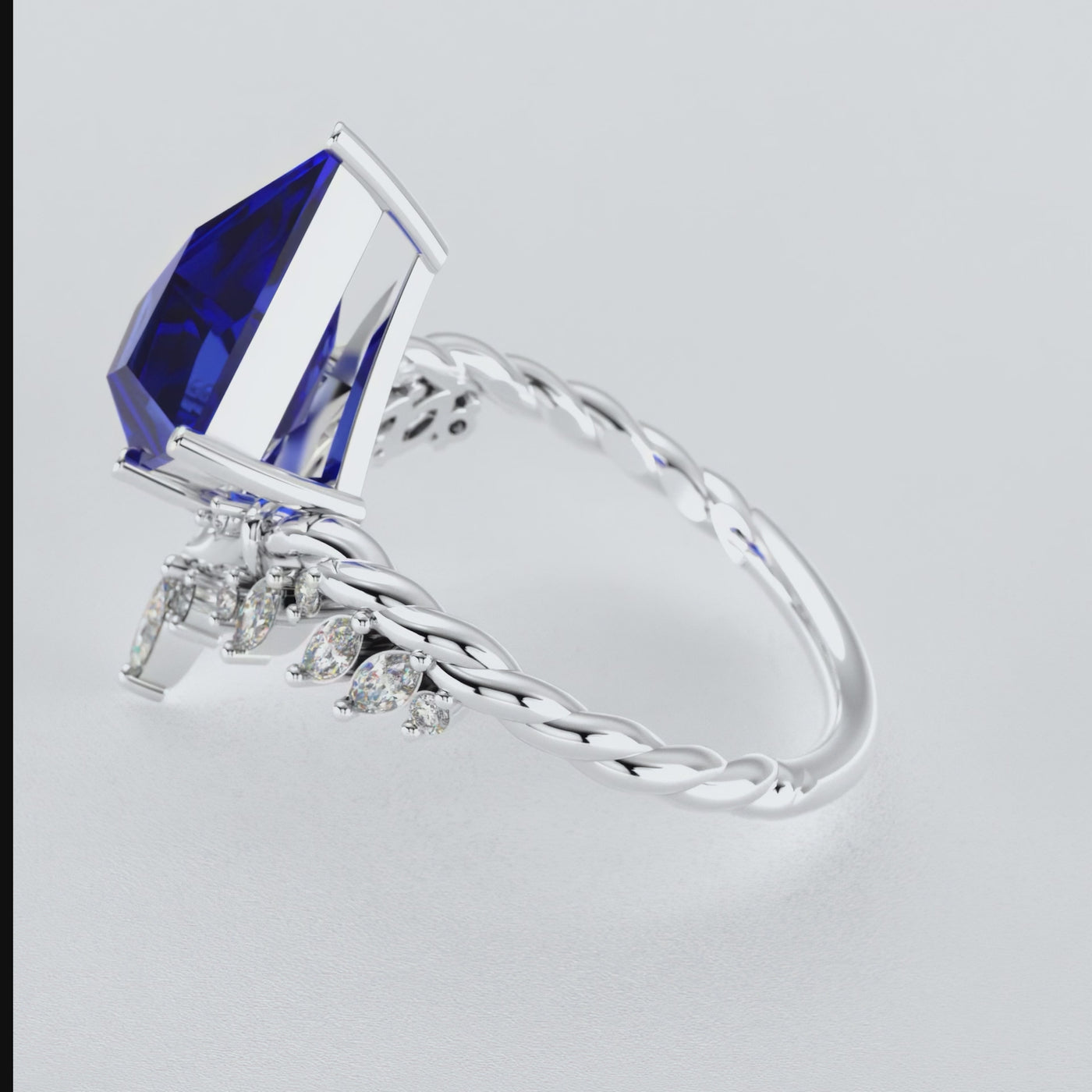 Blue Sapphire Kite Shape Ring | A Stunning Choice for Engagement or Romance