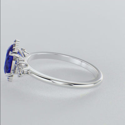 A Dazzling Trio: Blue Oval Shape Sapphire, Round, and Marquise Diamonds Setting New Trends