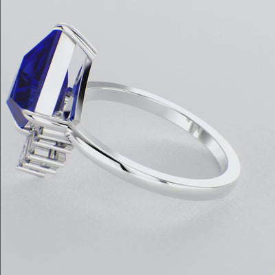 Blue Sapphire Kite Shape Symphony: A Perfect Mix of Princess, Baguette, and Marquise Shapes