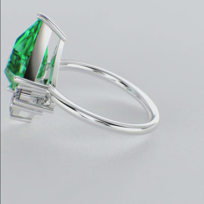 Green Diamond Kite-Shaped Emerald Ring | Perfect Engagement or Valentine’s Gift for Her