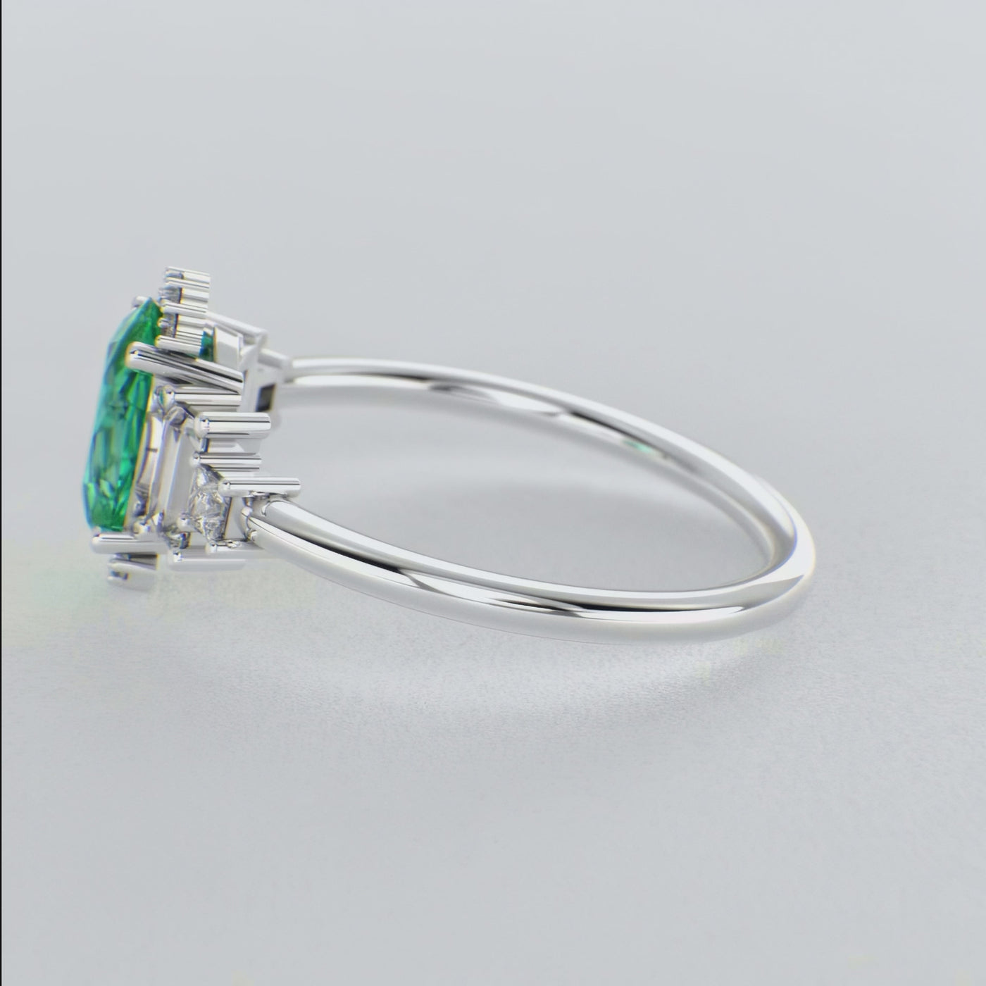 Green Emerald Magic: Oval, Baguette, and Princess Cut Diamonds in Perfect Harmony