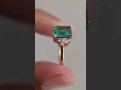 Emerald Cut Emerald Diamond Ring, Engagement Ring, Dainty Ring, Statement Ring - Rubysta