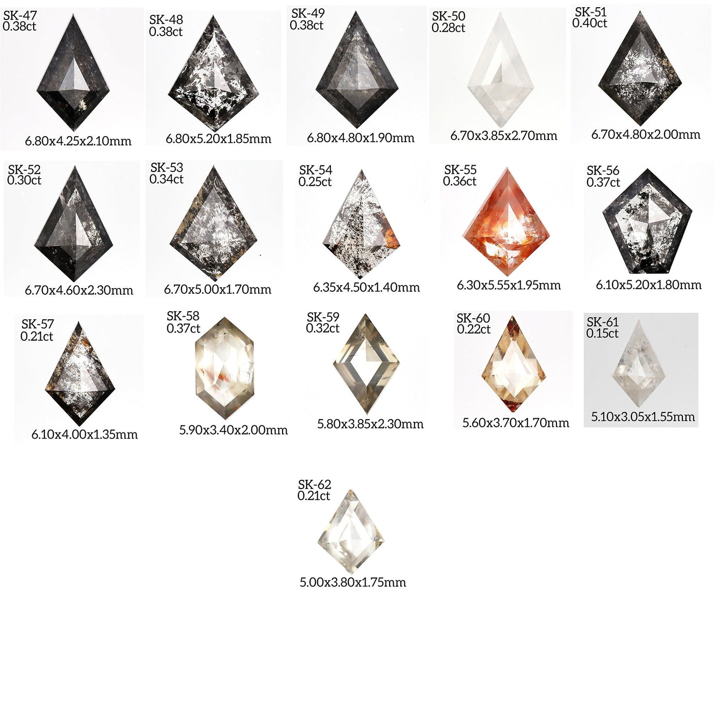 Small Kite Diamond Ring | Salt and Pepper diamond Ring| kite Engagement Ring