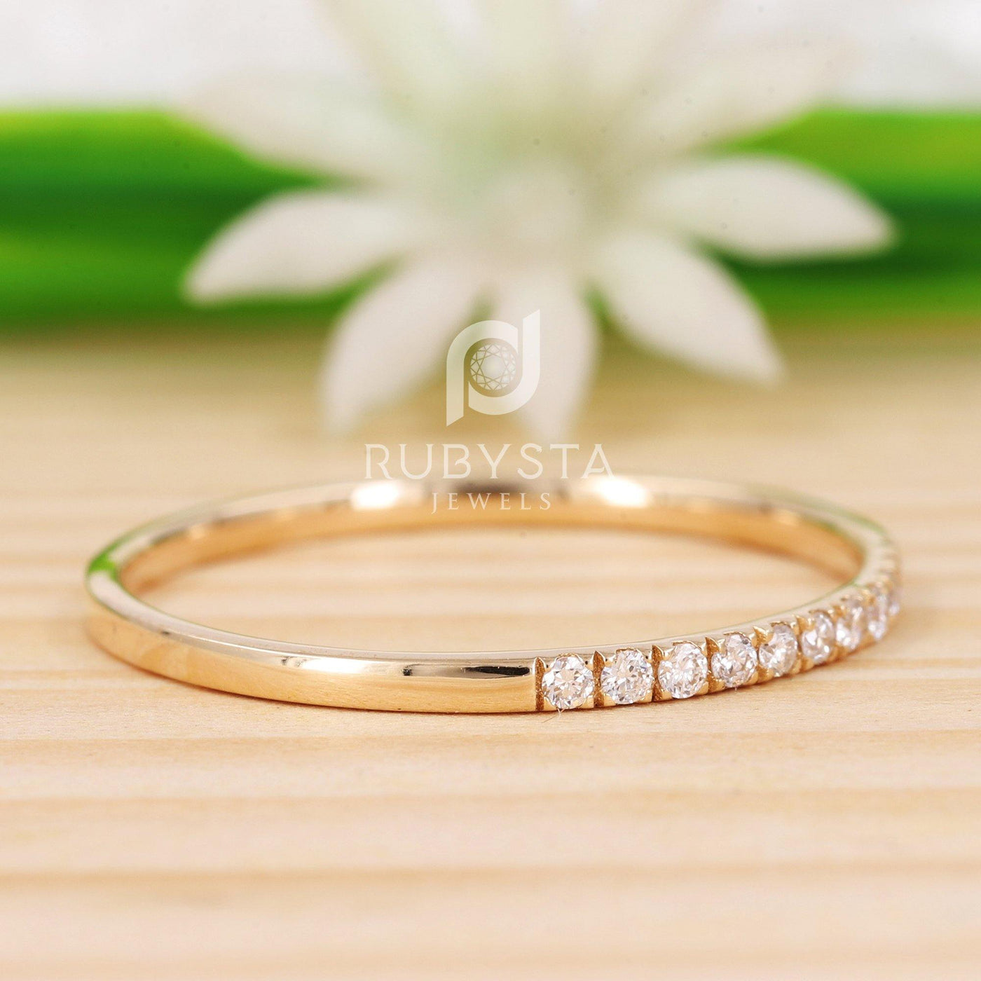 Half Eternity Band Diamond Wedding Band | Solid Gold Eternity Ring - Rubysta