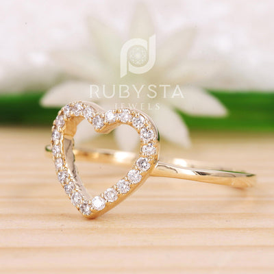 Diamond Open Heart Shape Ring Anniversary Band - Rubysta
