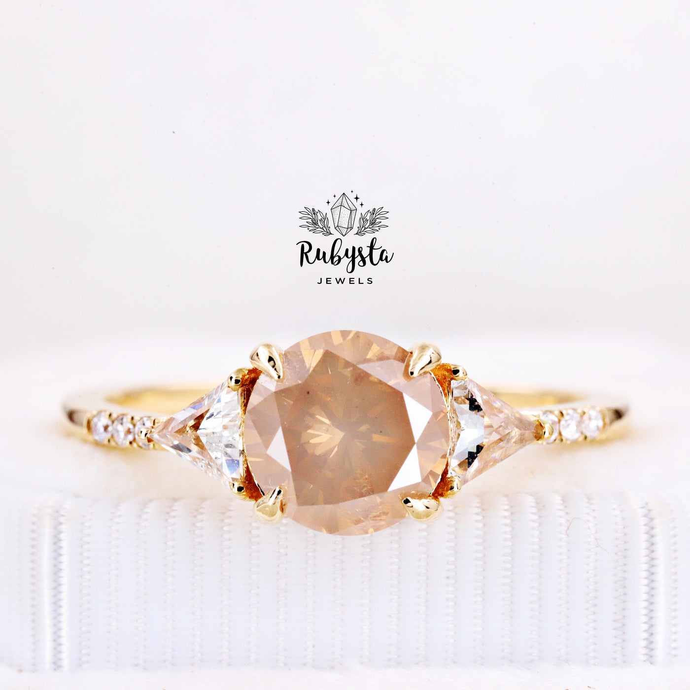 Unique Round Diamond Engagement Ring | Triangle Diamond | Triangle Diamond Ring | Fancy Diamond Ring