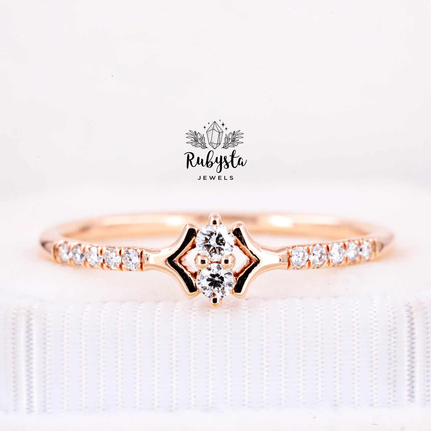 Crown Ring| | Stacking Ring | Diamond Stacking Ring - Rubysta