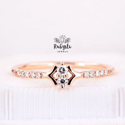 Crown Ring | Stacking Ring | Diamond Stacking Ring - Rubysta