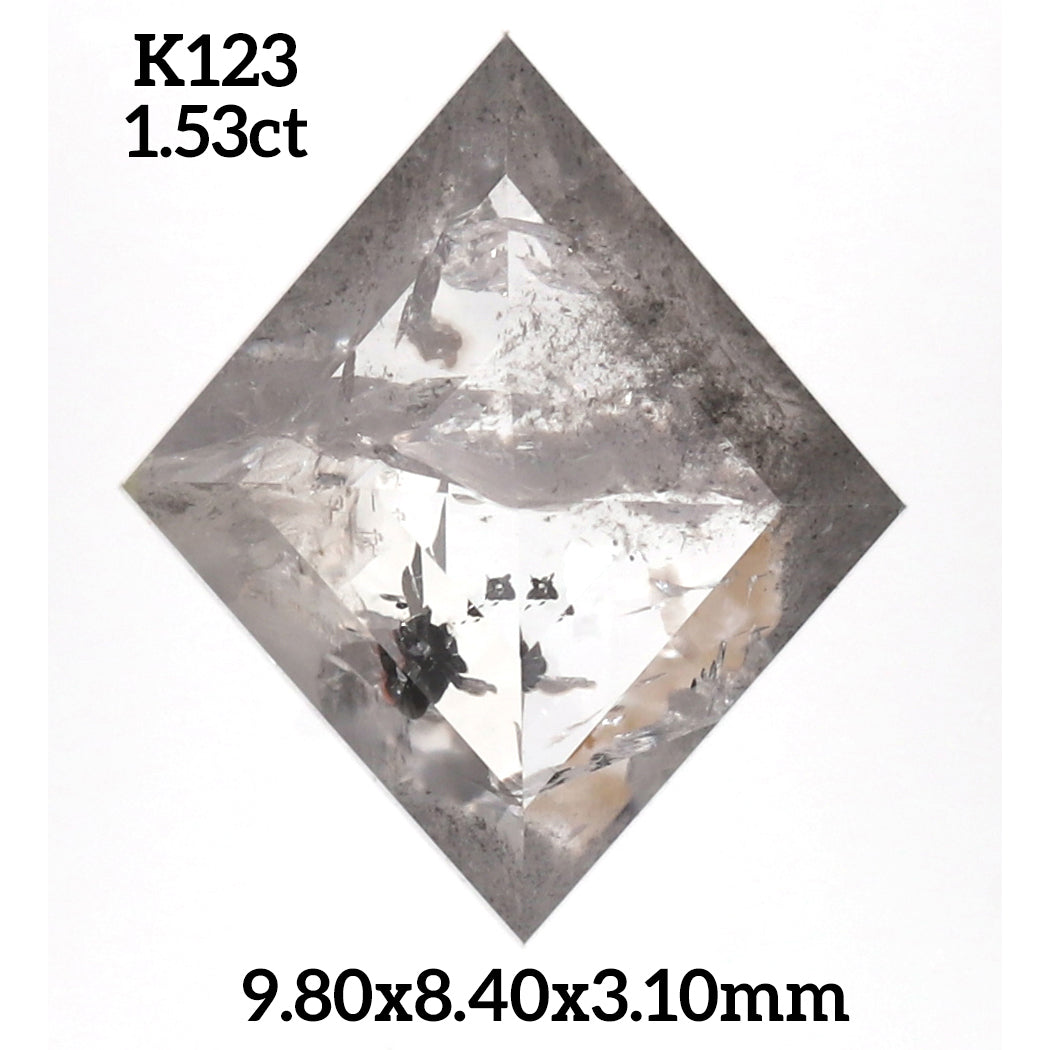 salt and pepper Kite diamond ring