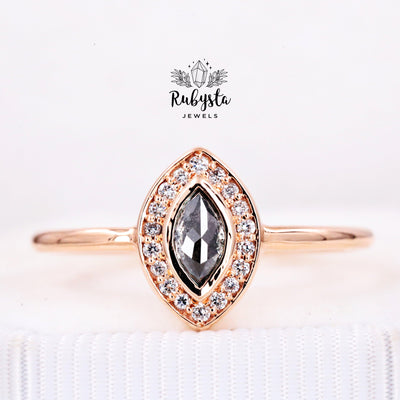 Salt and Pepper diamond Ring | Salt and pepper Ring | Marquise Diamond Ring - Rubysta