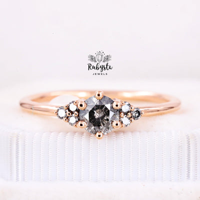 Salt and Pepper Diamond Ring | Engagement Ring | Diamond Ring - Rubysta