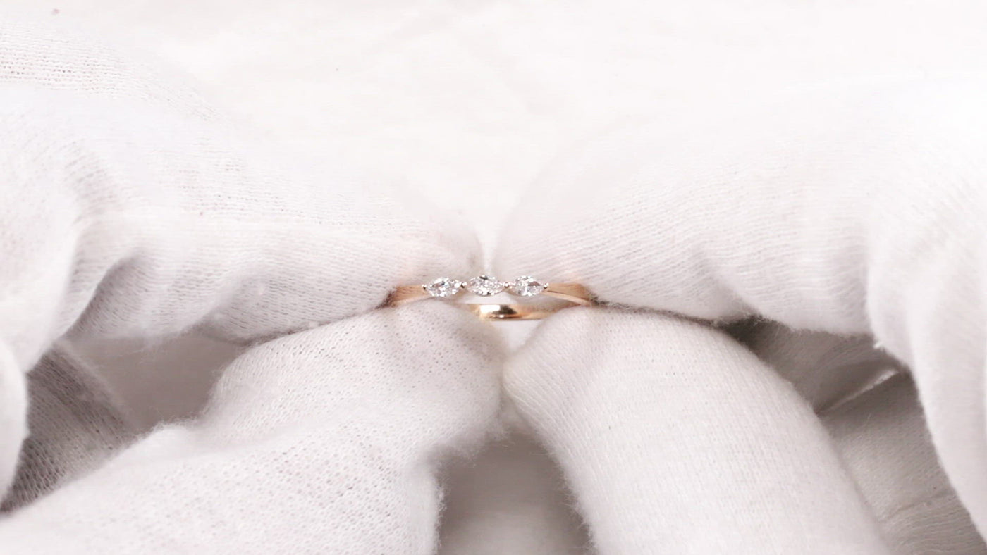 Dainty Marquise Ring | Vermeil Crystal Ring Minimal Ring