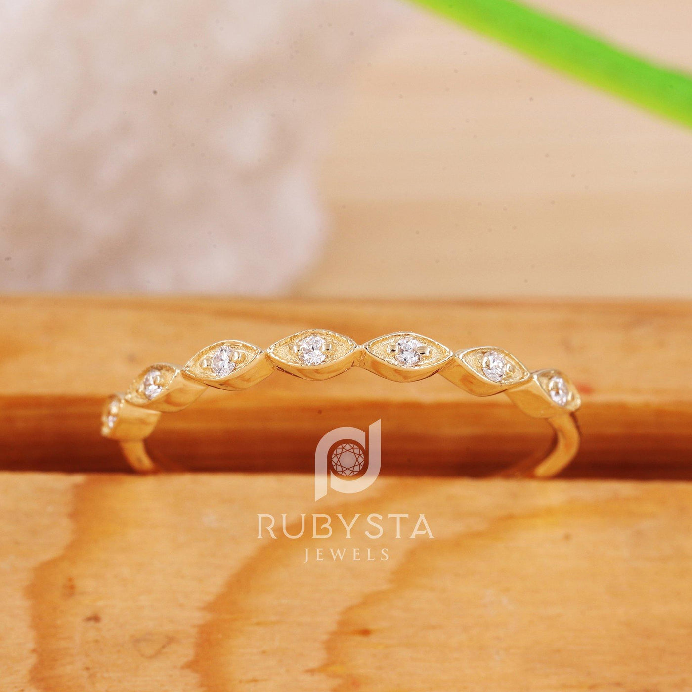 Yellow Gold Half Eternity Ring | Wedding Band | Anniversary Ring - Rubysta