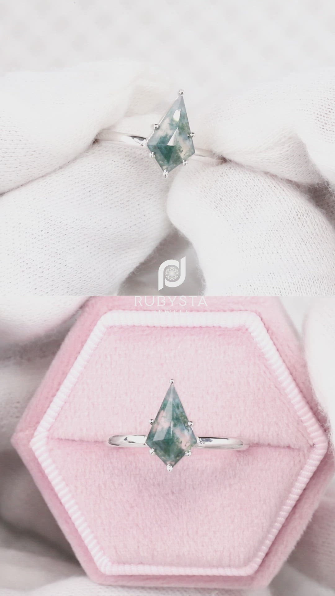 Moss Agate Ring | Kite Diamond Ring | kite Engagement Ring