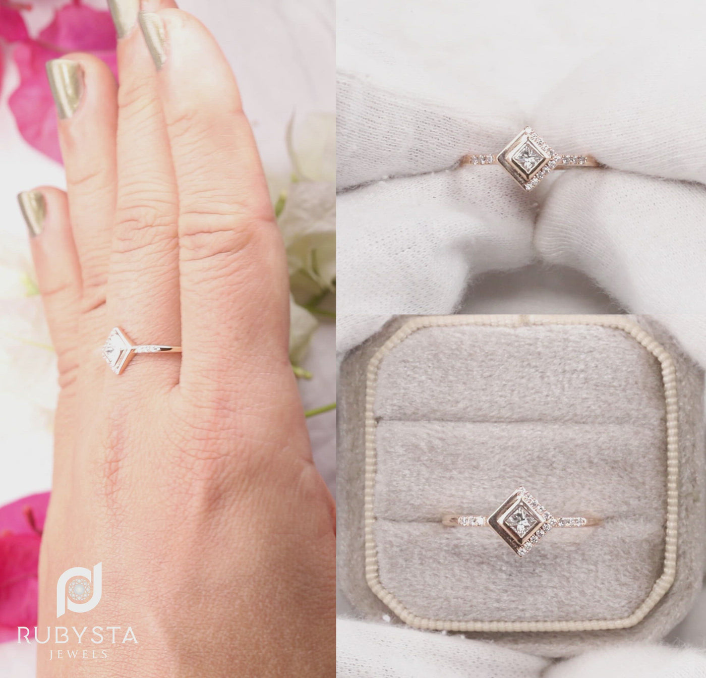 Square diamond Ring | Princess Diamond Ring | White Diamond Ring