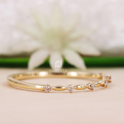Gold Wedding Ring | Diamond Band | Half Eternity Ring | Diamond Ring - Rubysta