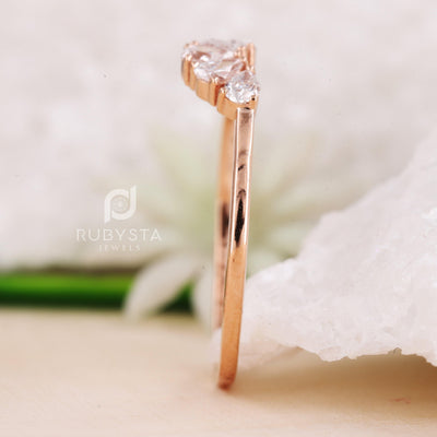 Minimalist Five Stone Diamond Ring | Pear Shape Diamond Ring - Rubysta