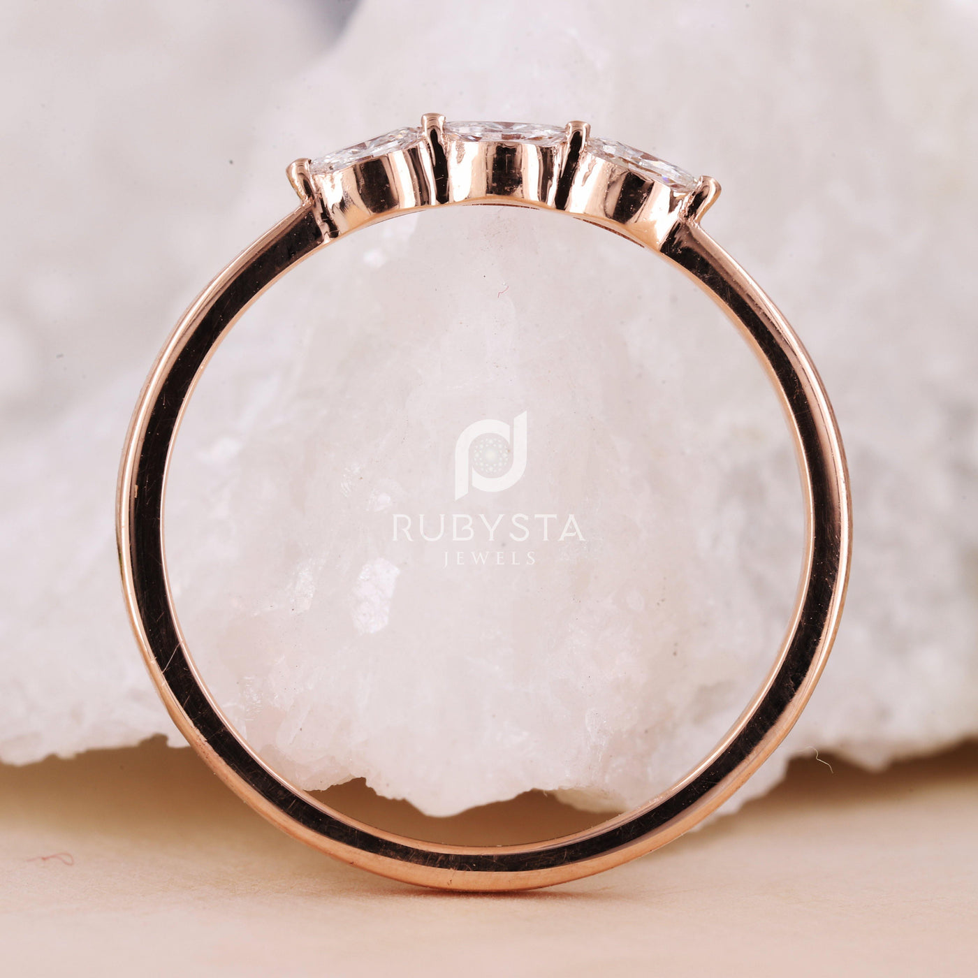 Dainty Marquise Ring | Vermeil Crystal Ring Minimal Ring - Rubysta