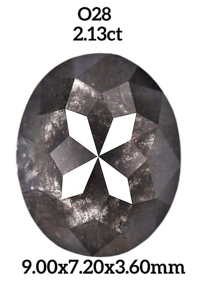 salt and pepper oval diamond ring - Rubysta