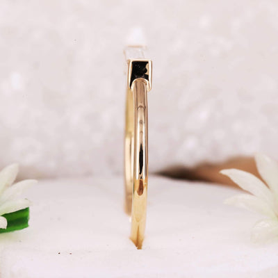 Baguette Ring | Baguette Diamond Engagement Ring | Thin Dainty Single Diamond Ring - Rubysta
