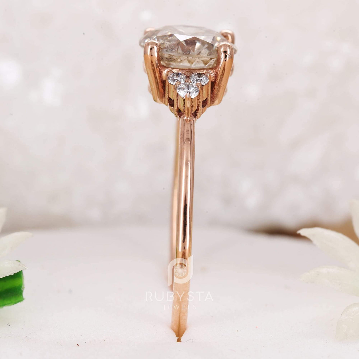 Round Diamond Ring | Engagement Ring | Salt and Pepper Diamond Ring - Rubysta