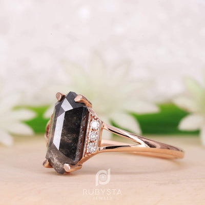 Salt and Pepper Diamond Ring | Unique Engagement Ring - Rubysta