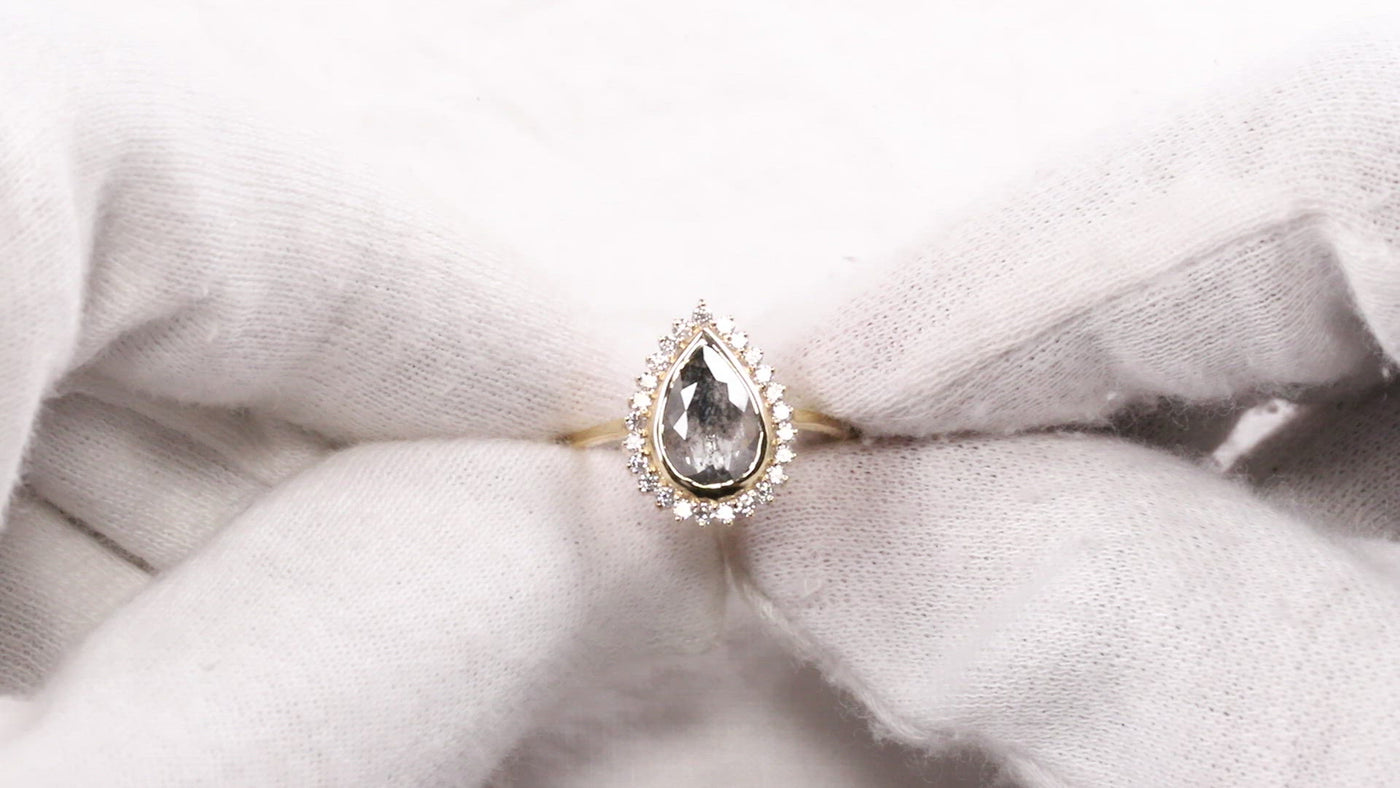 Salt and Pepper Diamond Ring | Engagement Ring | Pear Diamond Ring