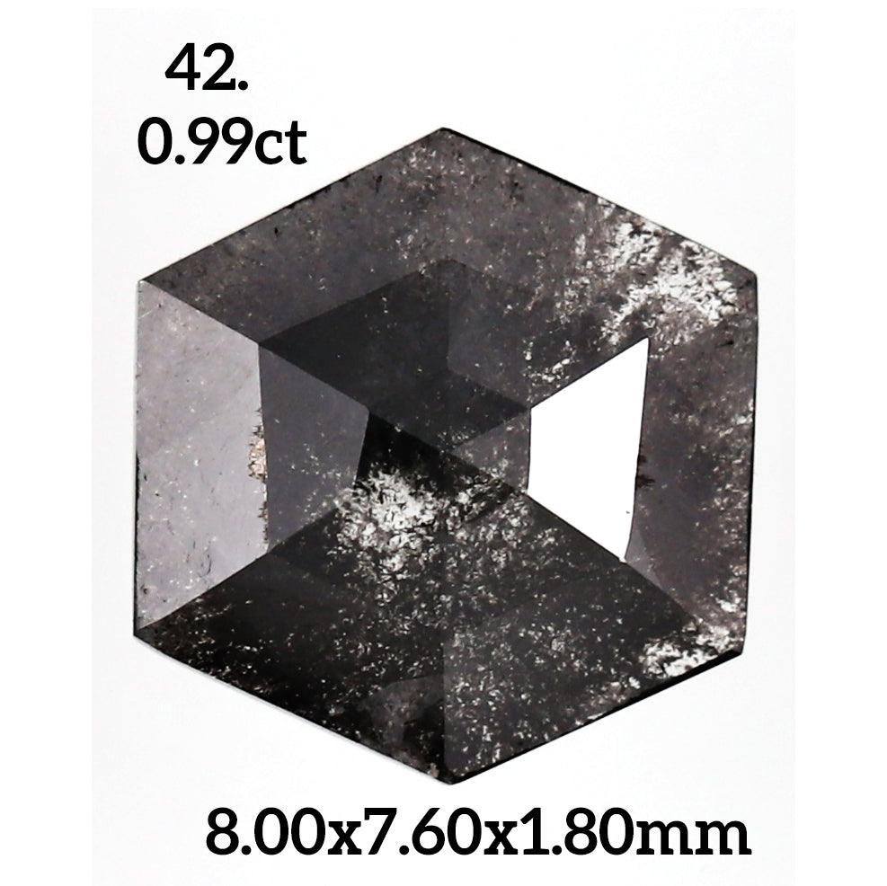 salt and pepper Hexagon diamond ring