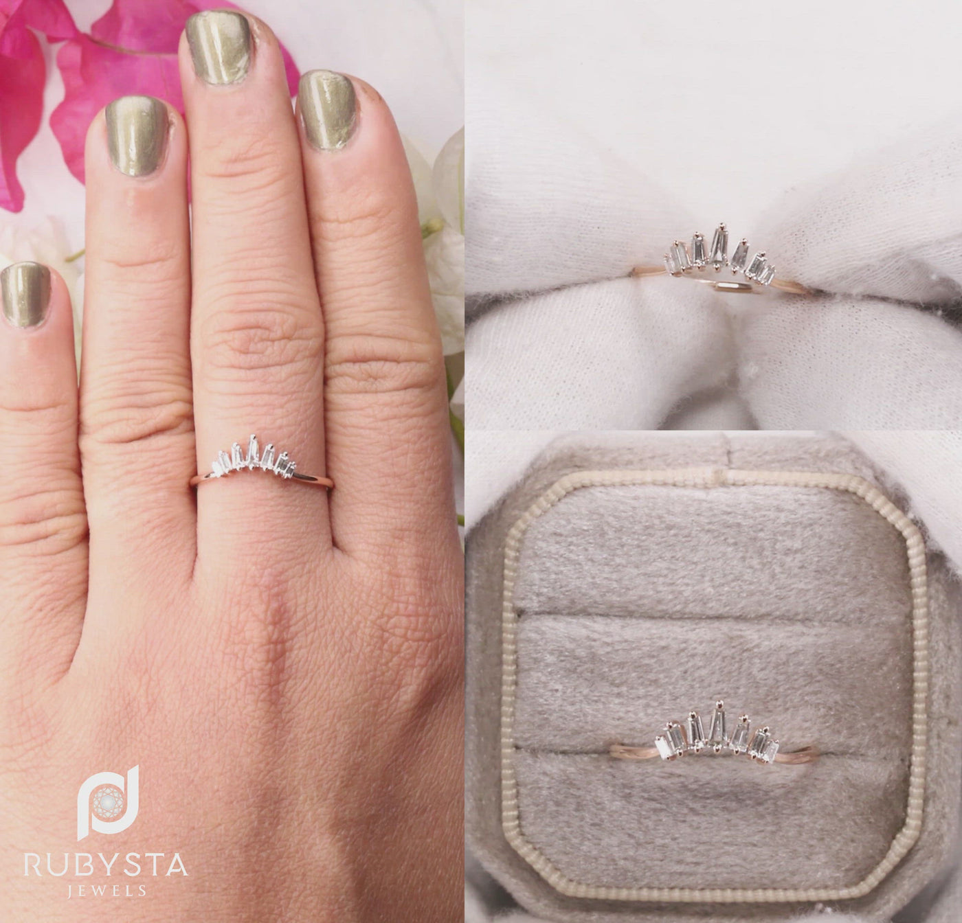 Salt and Pepper diamond Ring | Salt and pepper Ring | Baguette Diamond Ring
