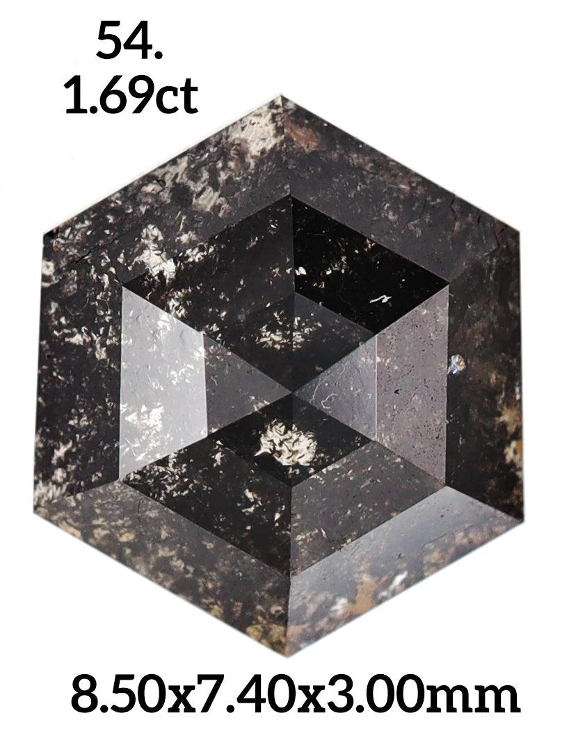 salt and pepper Hexagon diamond ring