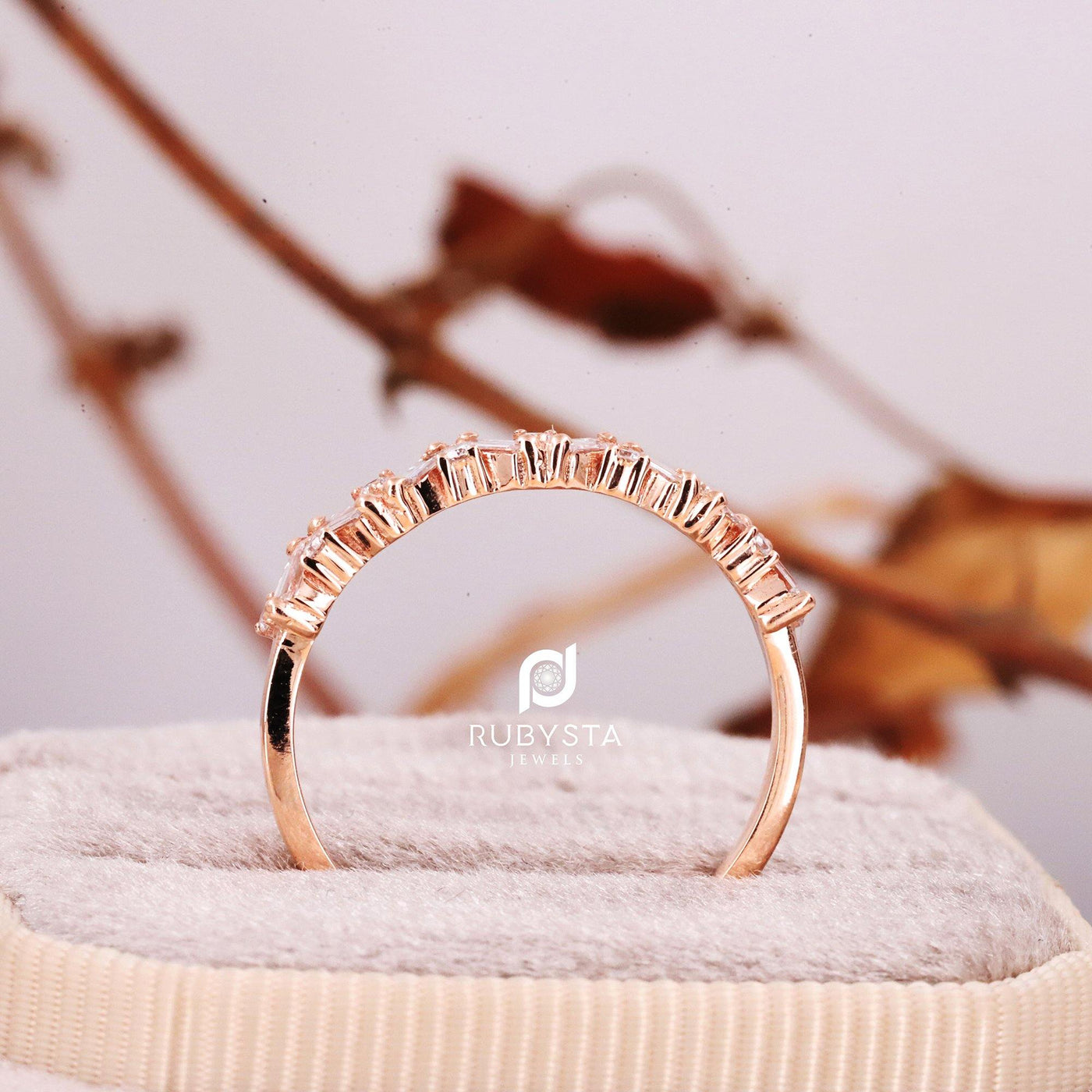 Baguette Diamond Ring | Baguette Engagement Ring | Natural Diamond Ring - Rubysta
