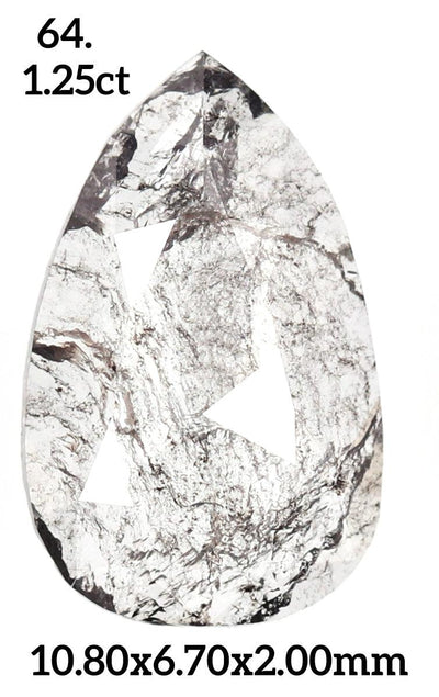 salt and pepper pear diamond ring