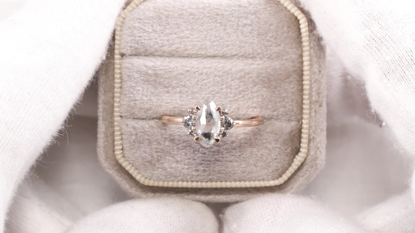 Salt and Pepper Diamond Ring| Engagement Ring| Marquise Diamond Ring