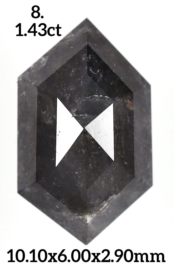 Salt And Pepper Hexagon Diamond Engagement Ring