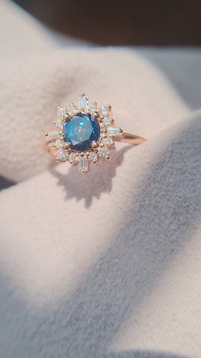 Sparkling Blue Round Diamond Ring - Find Your Perfect Match Today | Shop Now and Add Some Color to Your Life! Ethically-sourced diamond ring