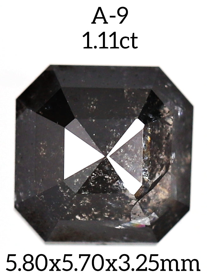A9 - Salt and pepper asscher diamond