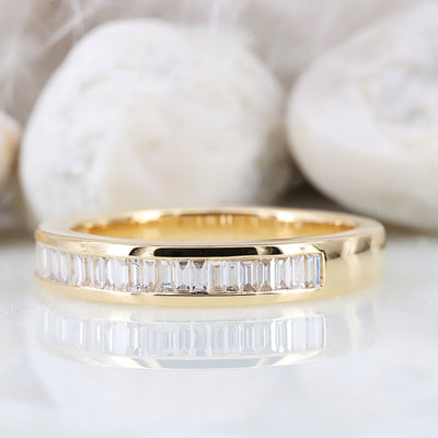 White baguette diamond ring Men's ring Wedding band Engagement ring