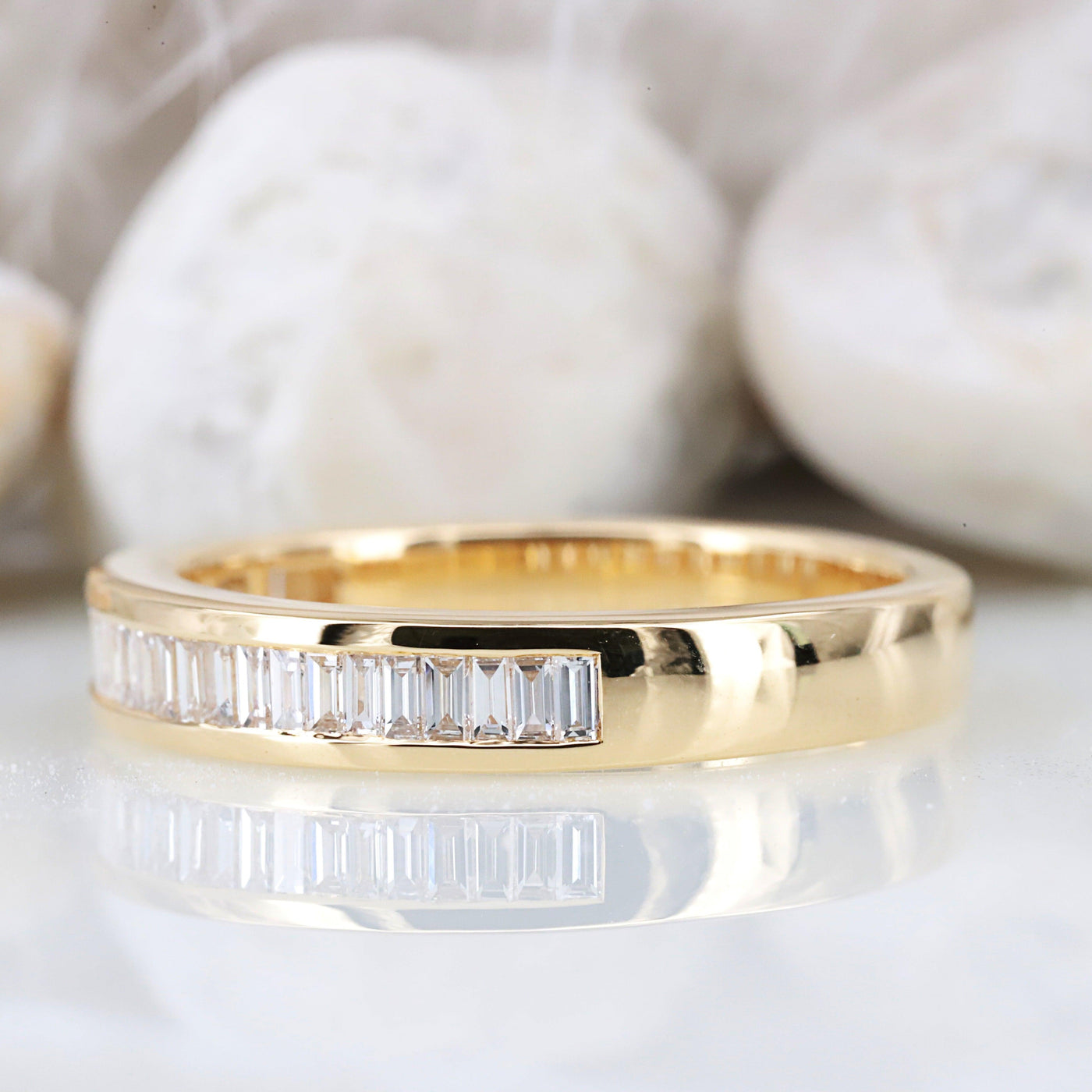 White baguette diamond ring Men's ring Wedding band Engagement ring - Rubysta