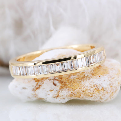 White baguette diamond ring Men's ring Wedding band Engagement ring - Rubysta