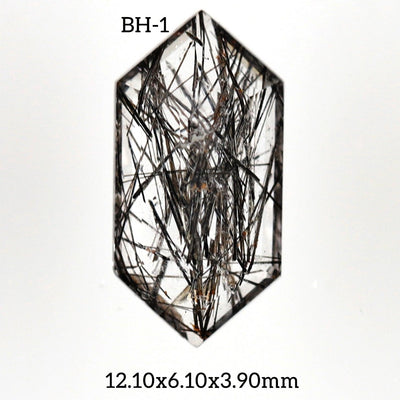 BH - 1 Black Rutilated Quartz Hexagon Gemstone - Rubysta