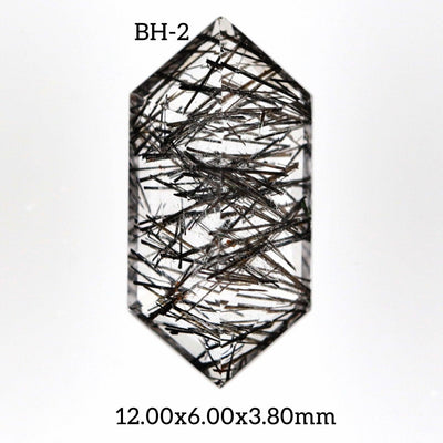BH - 2 Black Rutilated Quartz Hexagon Gemstone - Rubysta