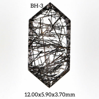 BH - 3 Black Rutilated Quartz Hexagon Gemstone - Rubysta
