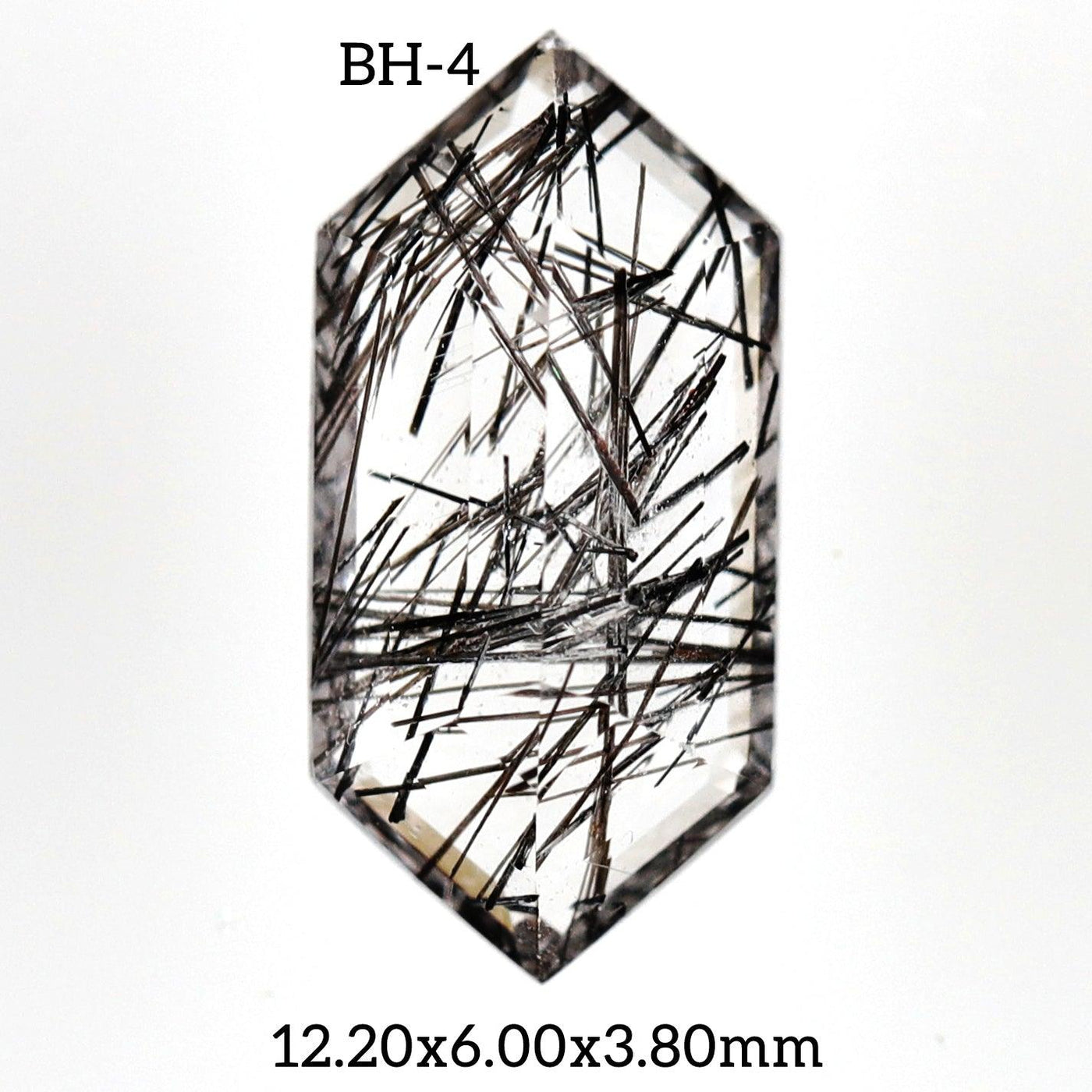 BH - 4 Black Rutilated Quartz Hexagon Gemstone