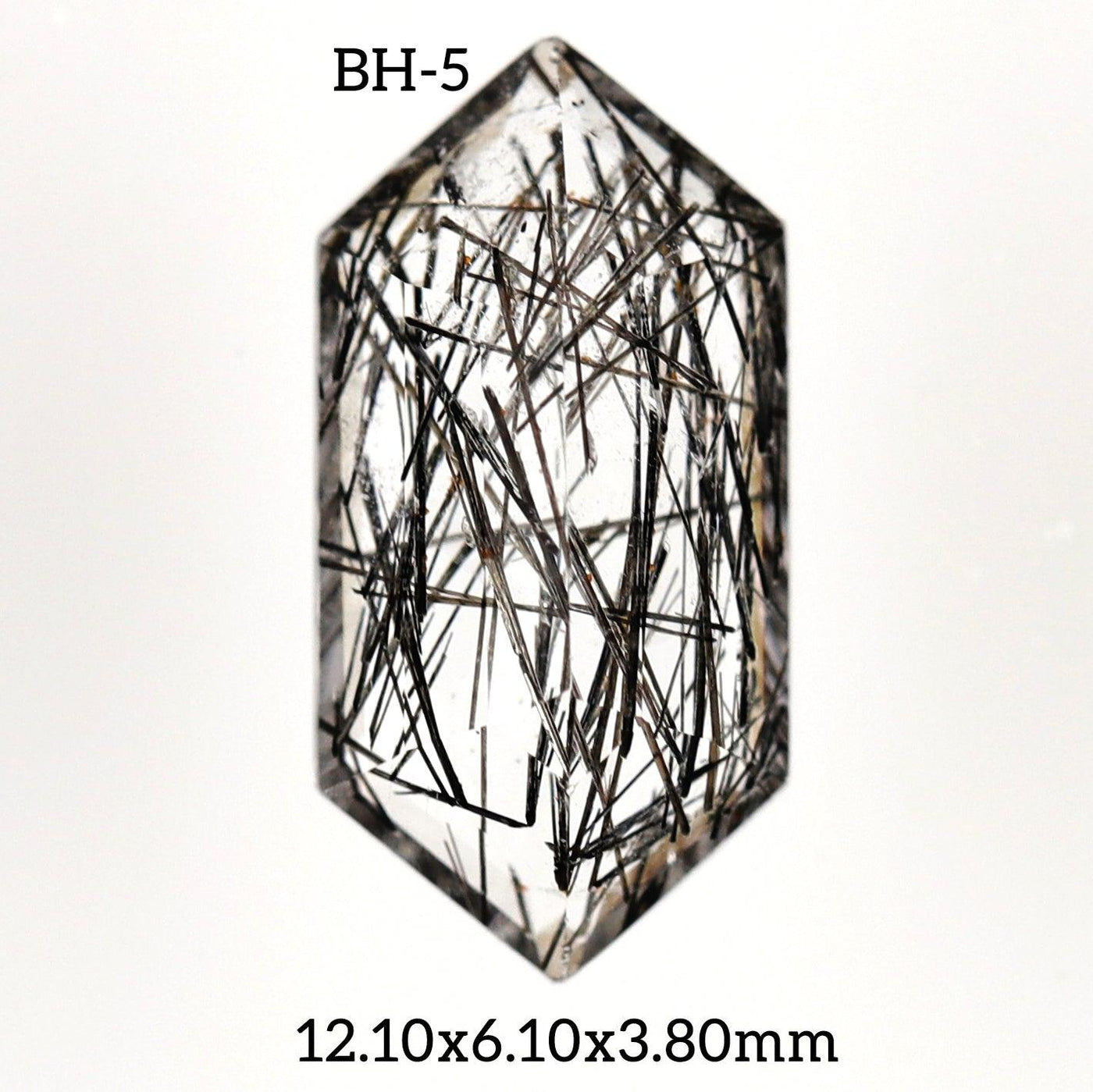 BH - 5 Black Rutilated Quartz Hexagon Gemstone