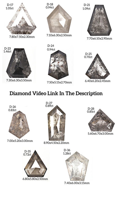 Salt and Pepper diamond Ring, Geometric Diamond Ring, Engagement ring