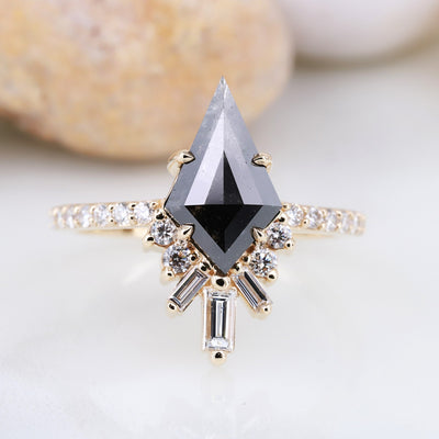 Salt and Pepper Diamond Ring | Engagement Ring | Kite Diamond Ring | Baguette Ring