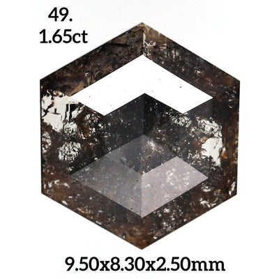 salt and pepper Hexagon diamond ring - Rubysta