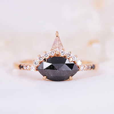 Salt and Pepper Diamond Ring | Engagement Ring | Marquise Diamond Ring - Rubysta