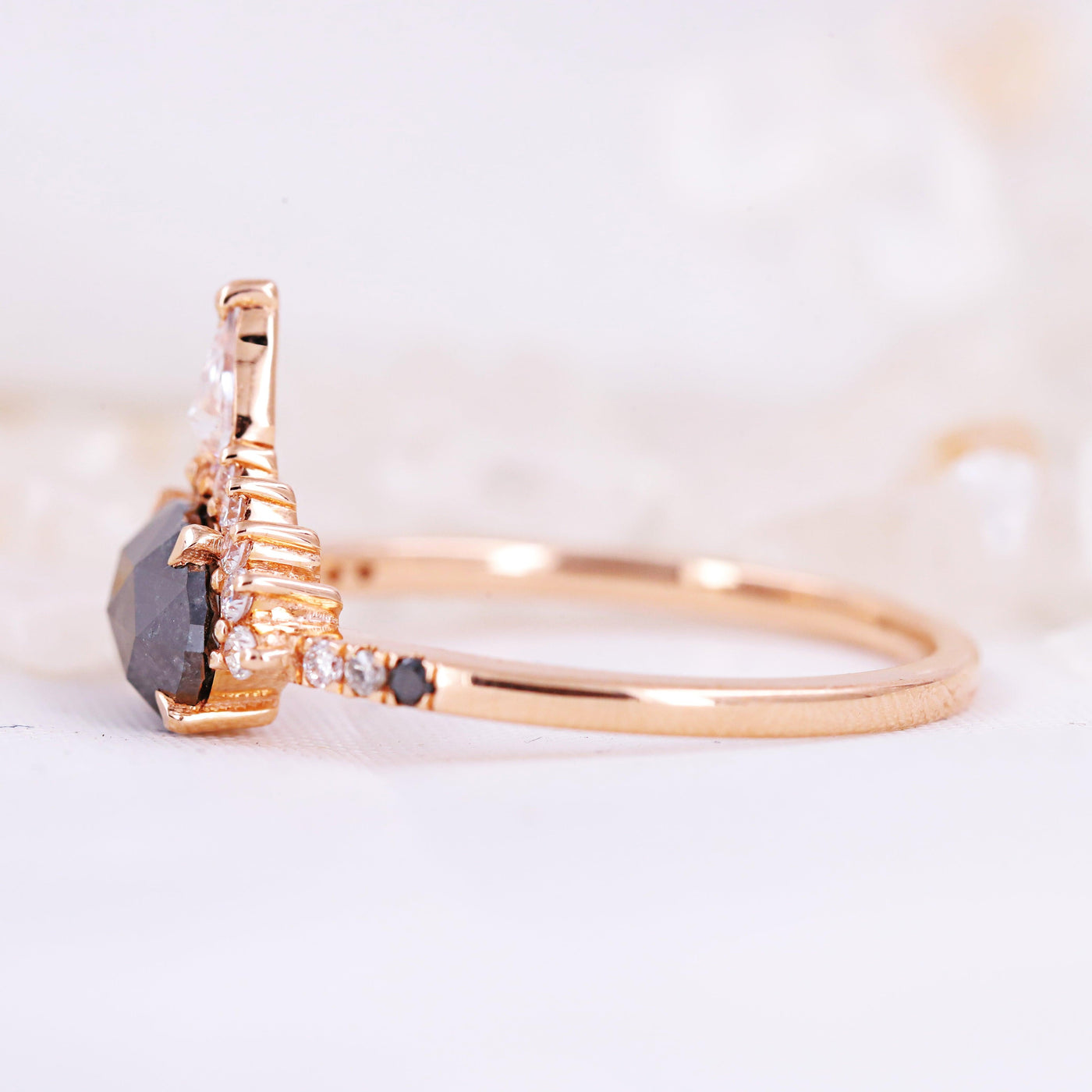 Salt and Pepper Diamond Ring | Engagement Ring| Marquise Diamond Ring - Rubysta
